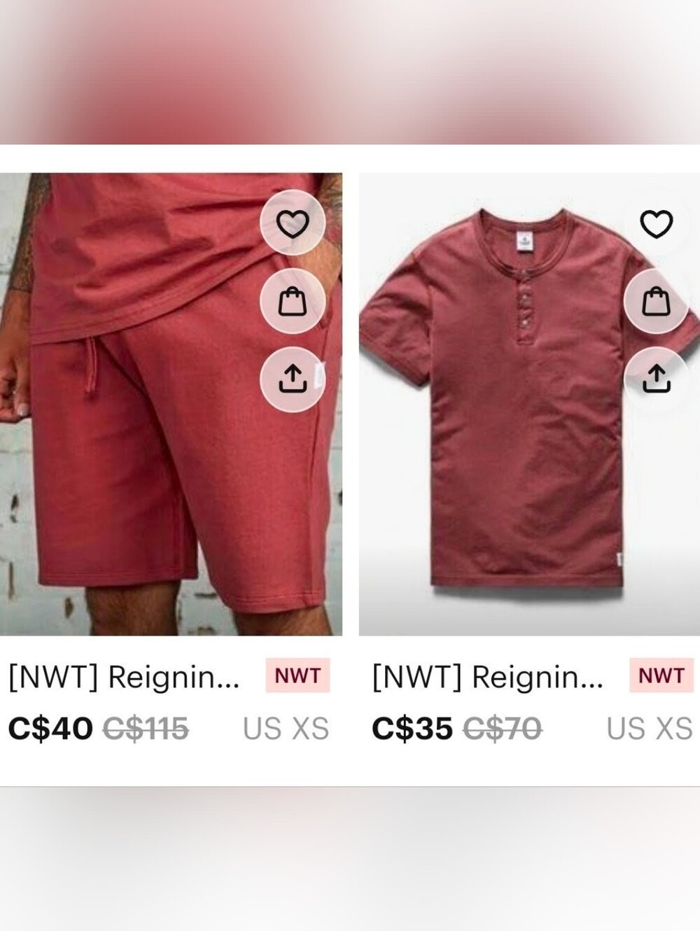 [NWT] Reigning Champ Set in Russet